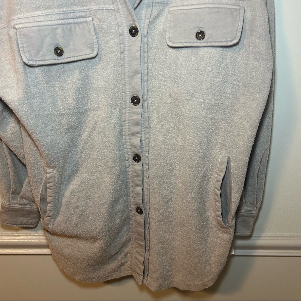 Free People Stone Gray Button-Up Ruby Jacket Size… - image 3